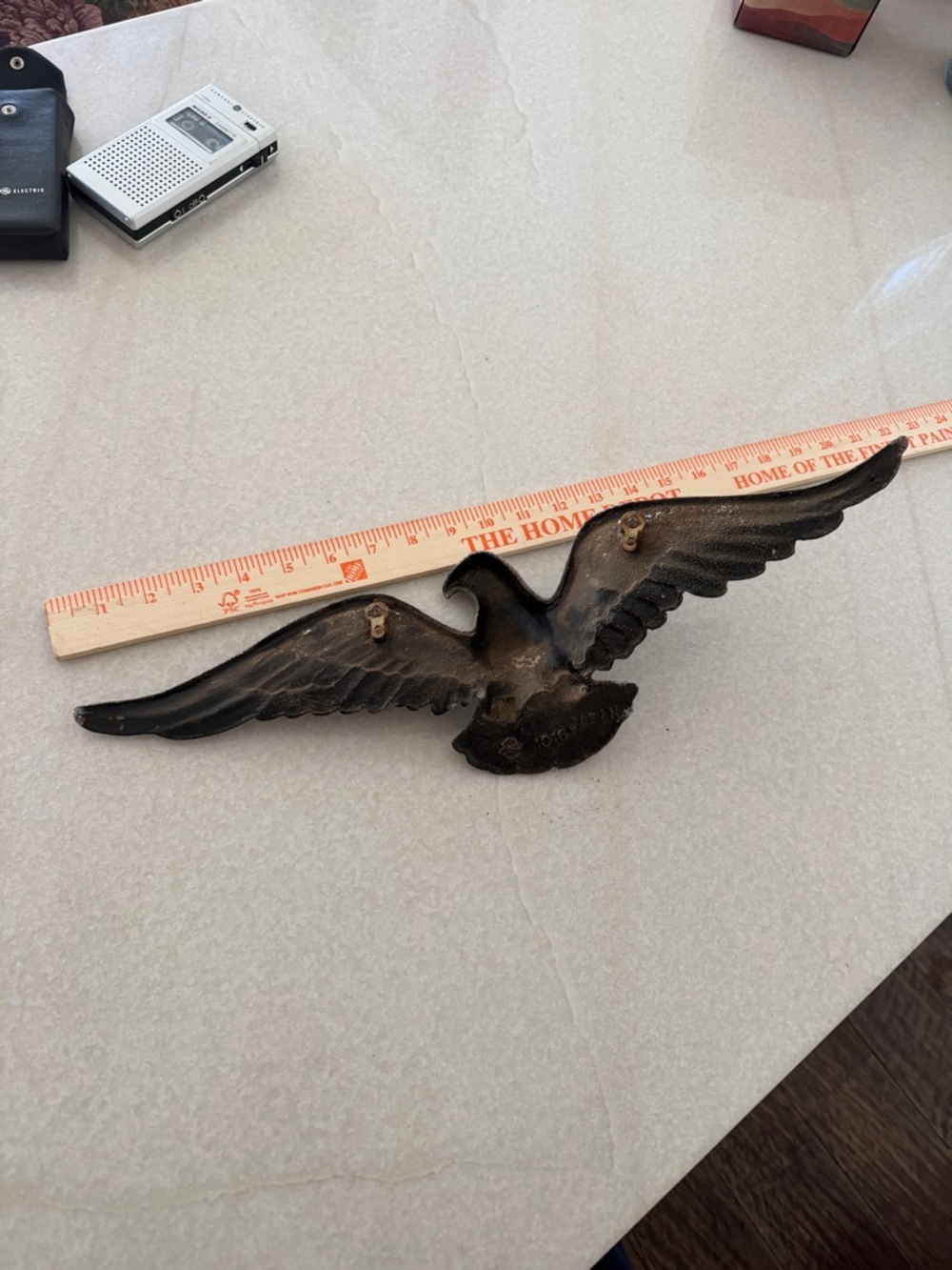 Vintage Cast Metal Eagle Wall Accent - Brown/Gold Patina - Picture 3 of 5